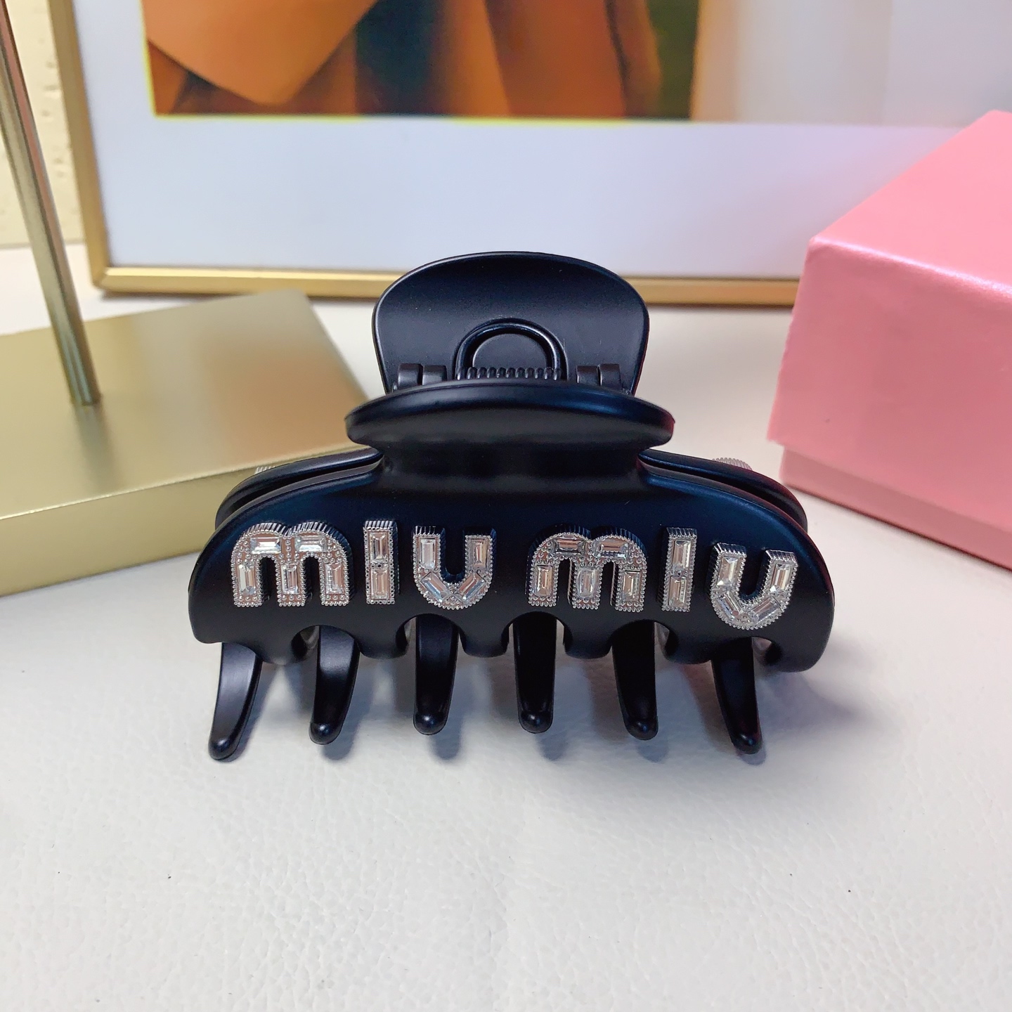 miumiu miumiu pinza para el cabello, pinza mate de diamantes checos, elegante y versátil, accesorio diario exquisito, i…