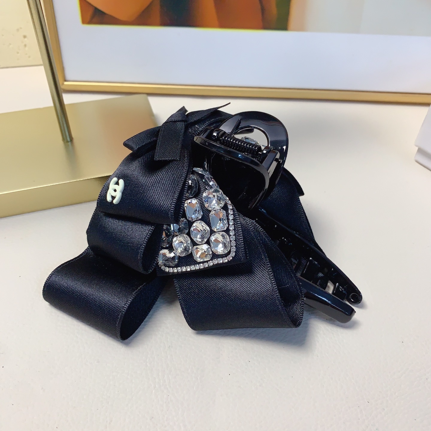 chanel pequeño chanel pinza para el cabello con lazo de diamantes checos, elegante y versátil, accesorio diario exquisi…