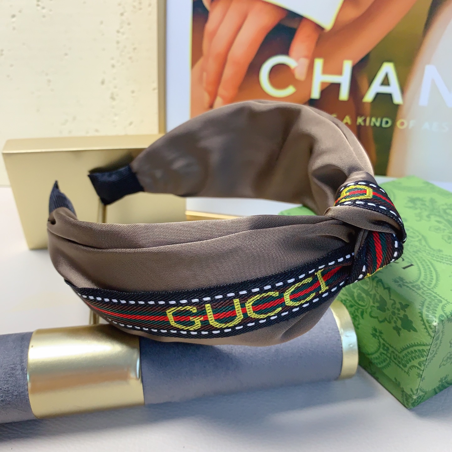 Gucci古驰発箍 - 织带刺绣ロゴの軽奢風デザイン