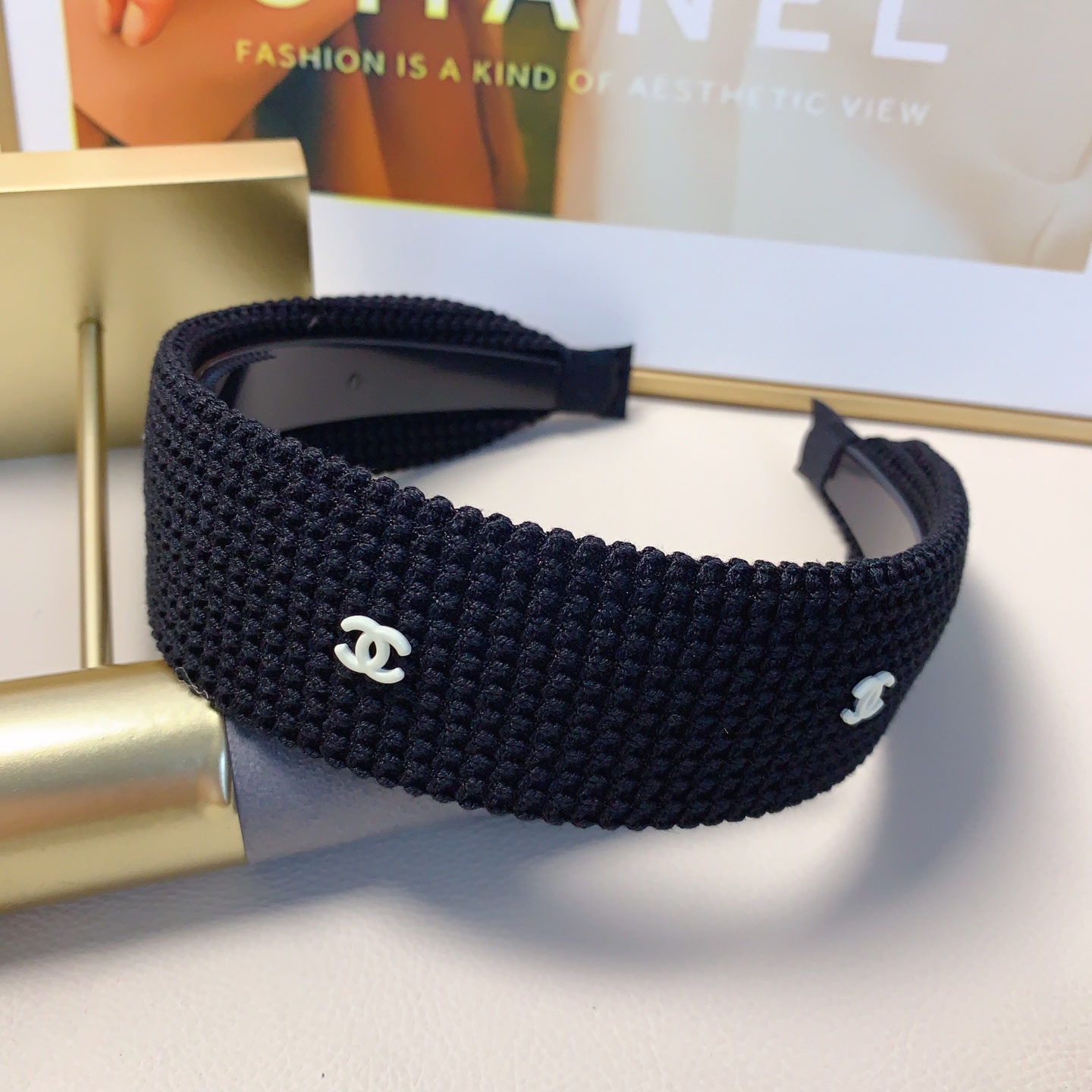 chanel小香chanel发箍宽版针织羊毛logo轻奢风发箍气质百搭小仙女必入单品名媛风十足～宝藏款 