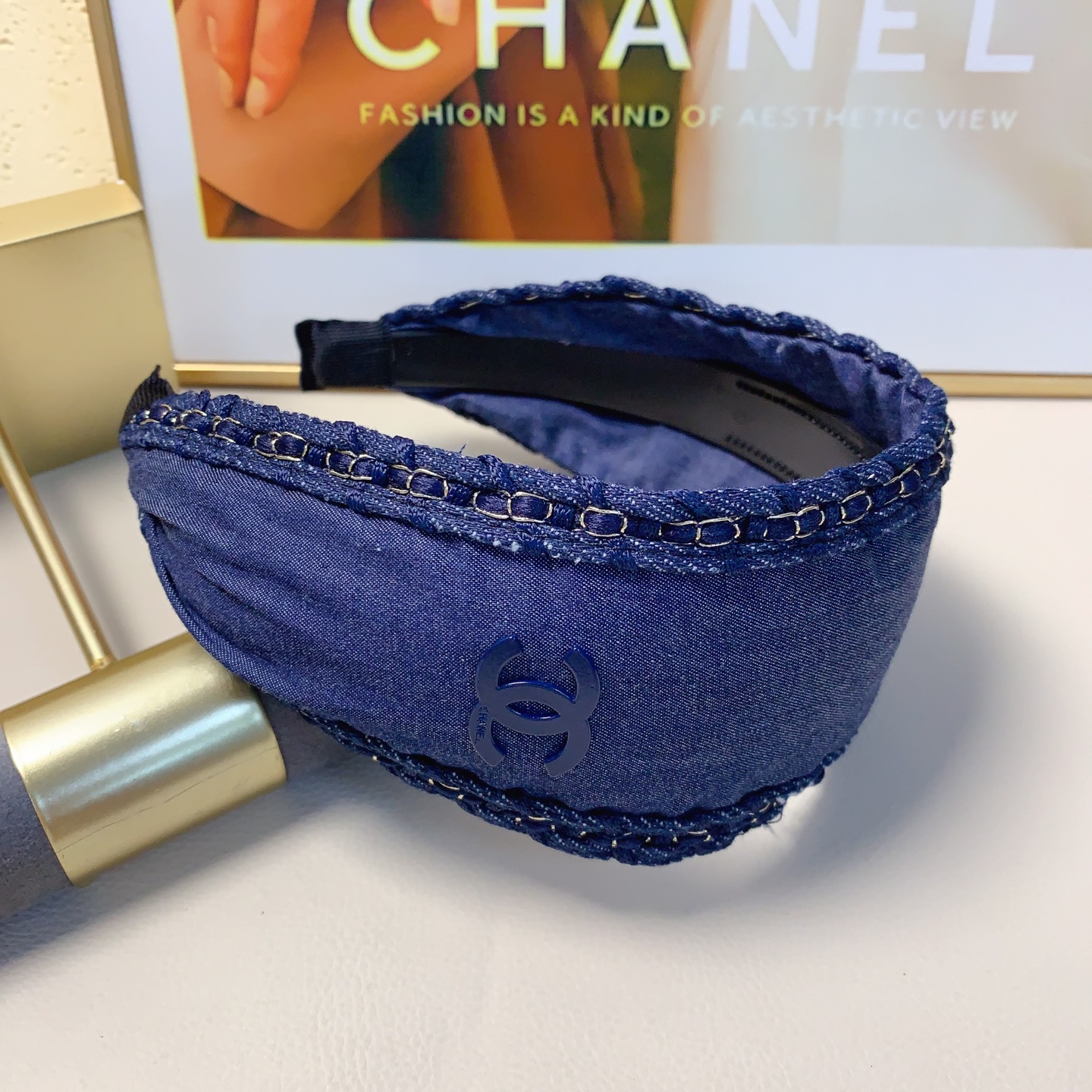 chanel小香chanel发箍宽版牛仔logo轻奢风发箍气质百搭小仙女必入单品名媛风十足～宝藏款 闭眼