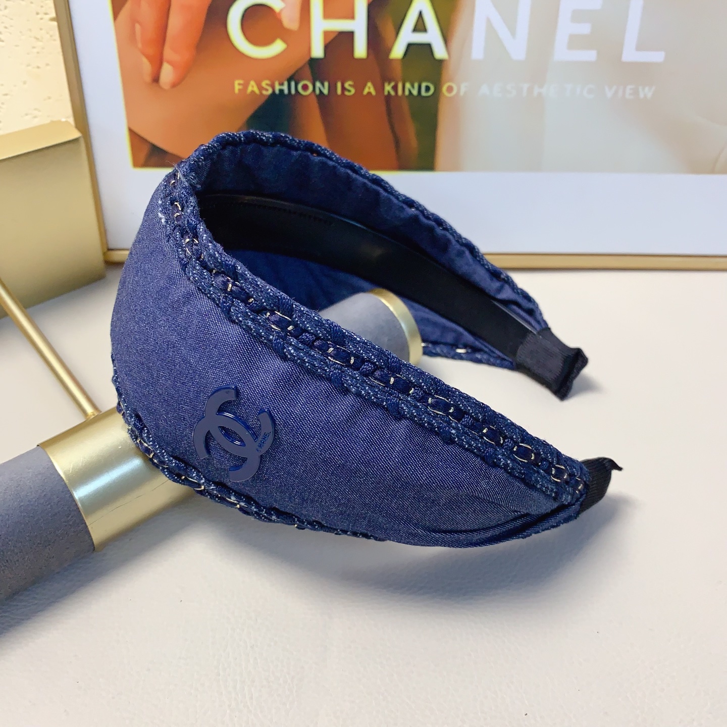 chanel小香chanel发箍宽版牛仔logo轻奢风发箍气质百搭小仙女必入单品名媛风十足～宝藏款 闭眼