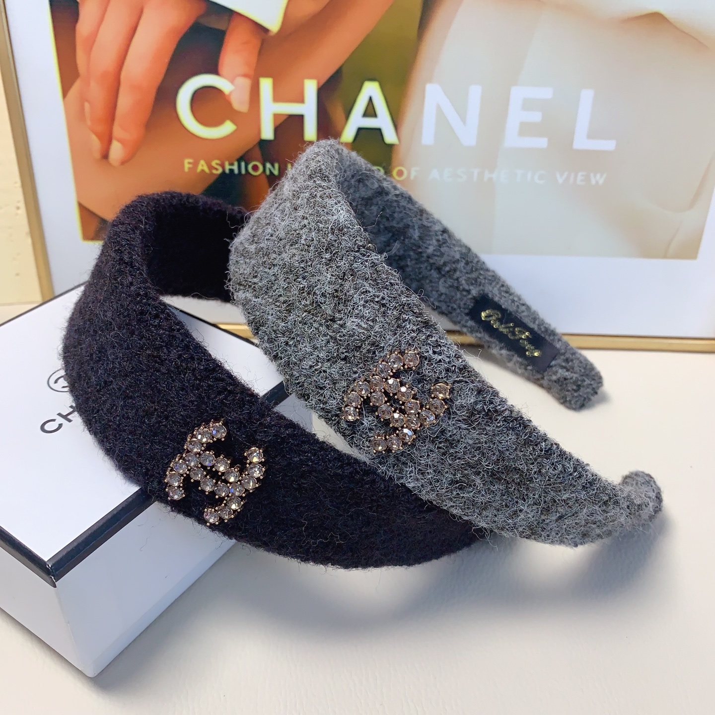 Chanel pequeño, diadema Chanel, diadema de lujo de cachemira, elegante y versátil, imprescindible para hadas, con mucho…