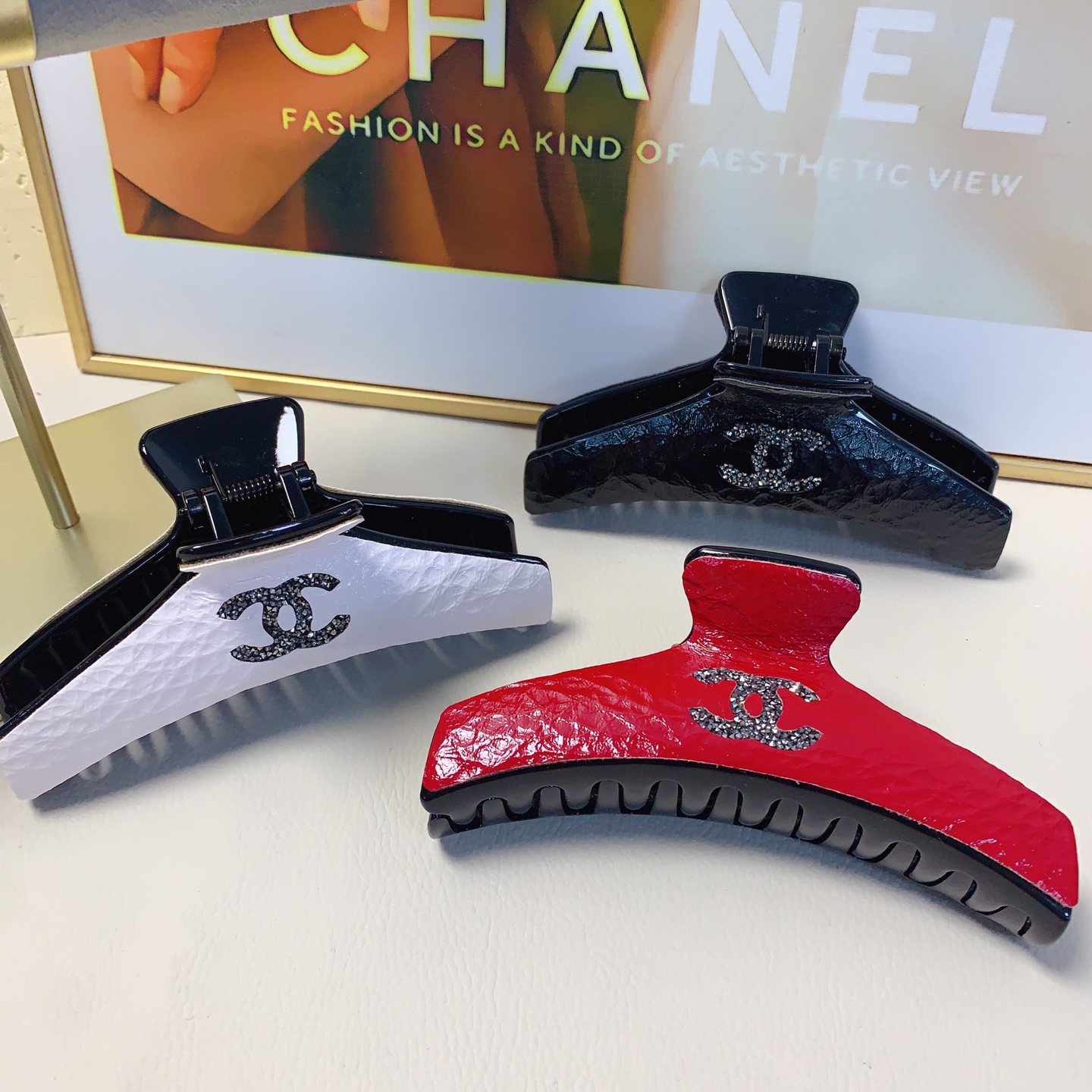 Pinza para el cabello Chanel, pinza de piel encerada, elegante y versátil, accesorio diario exquisito, imprescindible p…