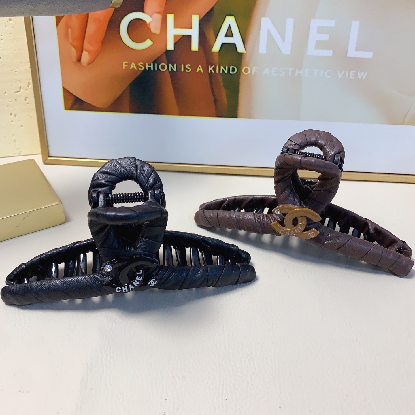 chanel pequeño, pinza de pelo chanel, pinza de piel de cordero tejida, elegante y versátil para el día a día, imprescin…