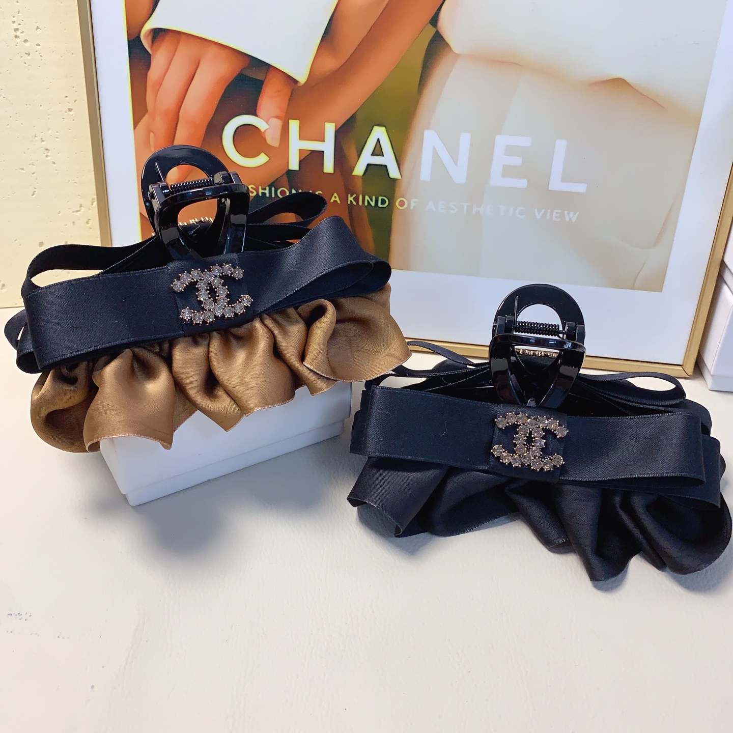 chanel pequeño, pinza de pelo chanel, pinza de lazo con falda, elegante y versátil para el día a día, imprescindible pa…