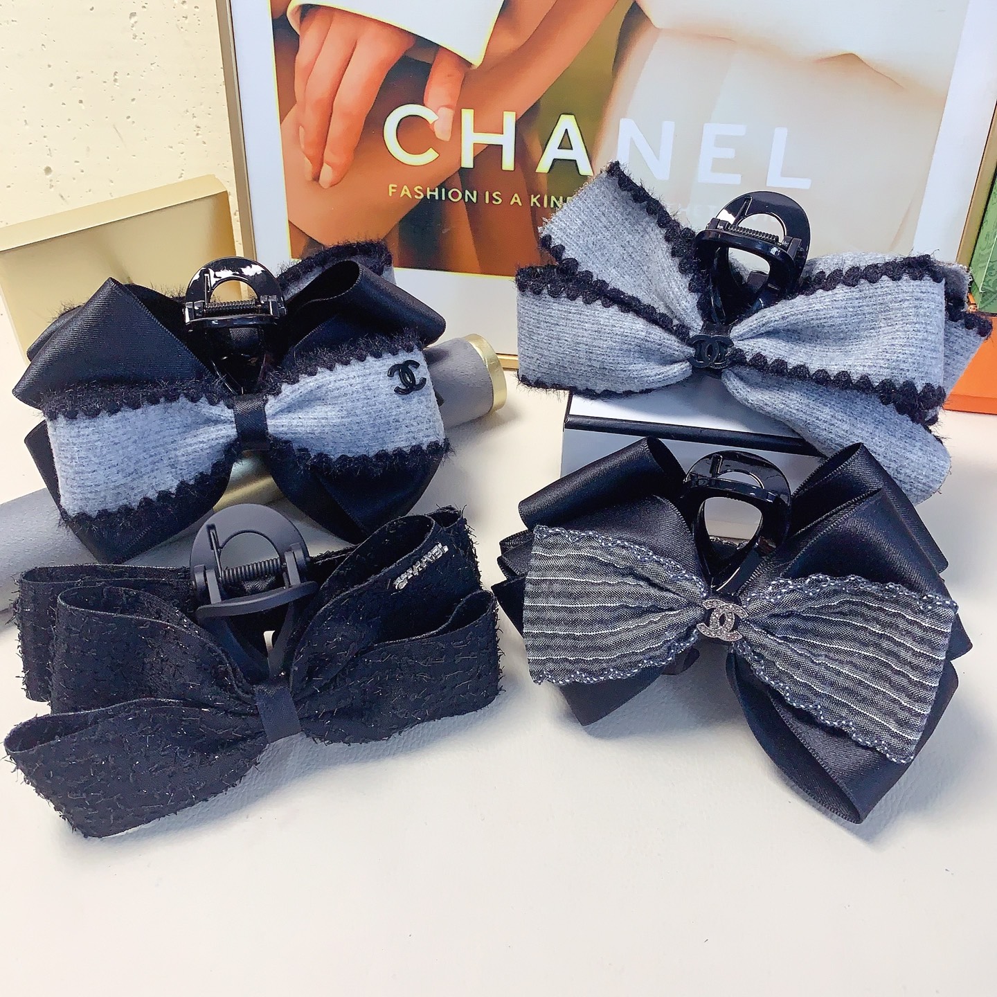 Chanel horquilla Chanel, horquilla de lazo de lana, elegante y versátil, accesorio diario exquisito, imprescindible par…