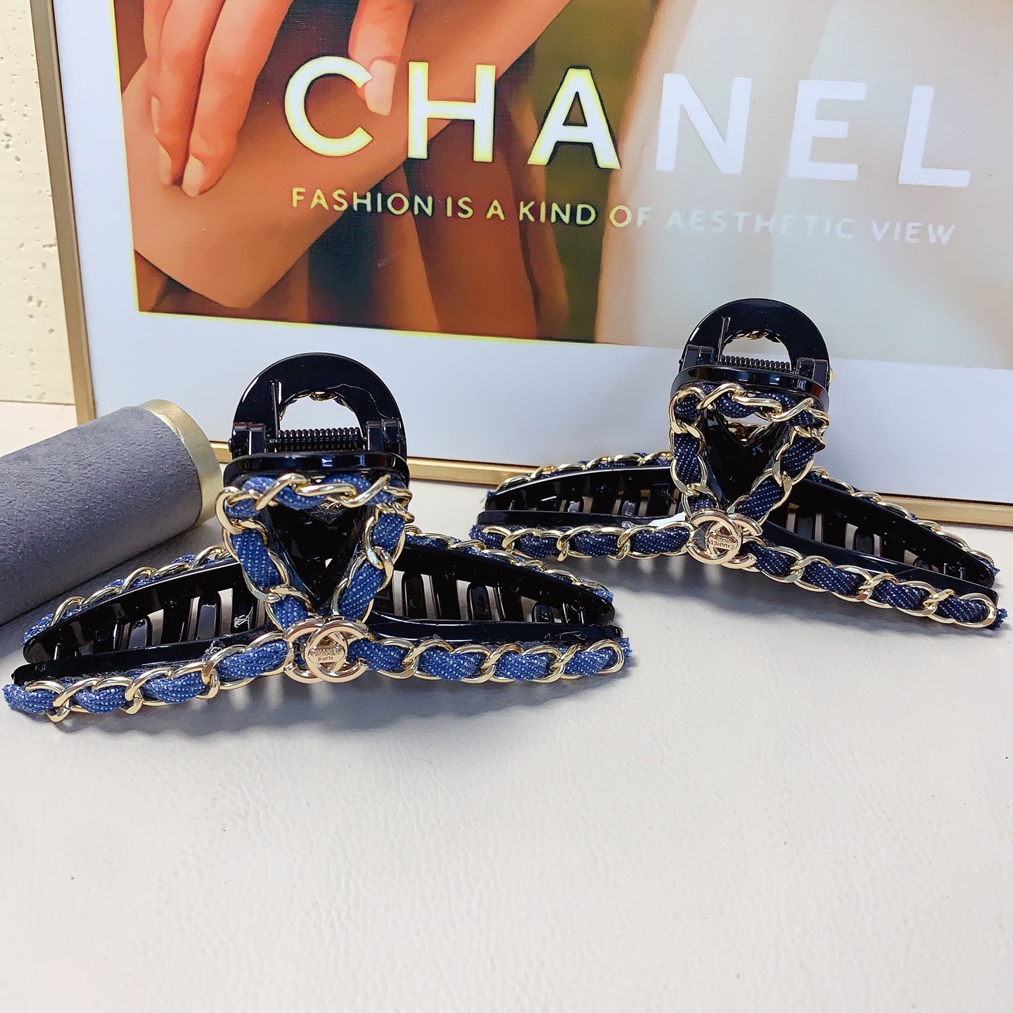 Chanel pequeño Chanel pinza para el cabello pinza de cadena elegante y versátil accesorio diario exquisito imprescindib…