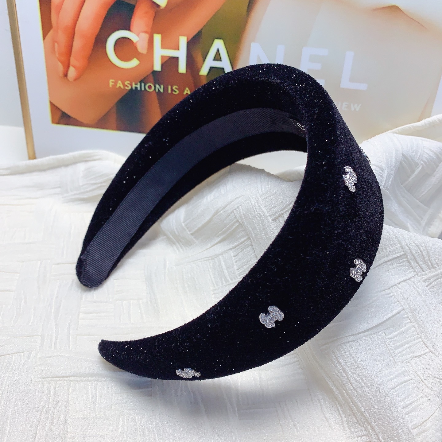 Chanel pequeño, diadema Chanel, diadema de terciopelo estilo coreano de lujo, elegante y versátil, imprescindible para …