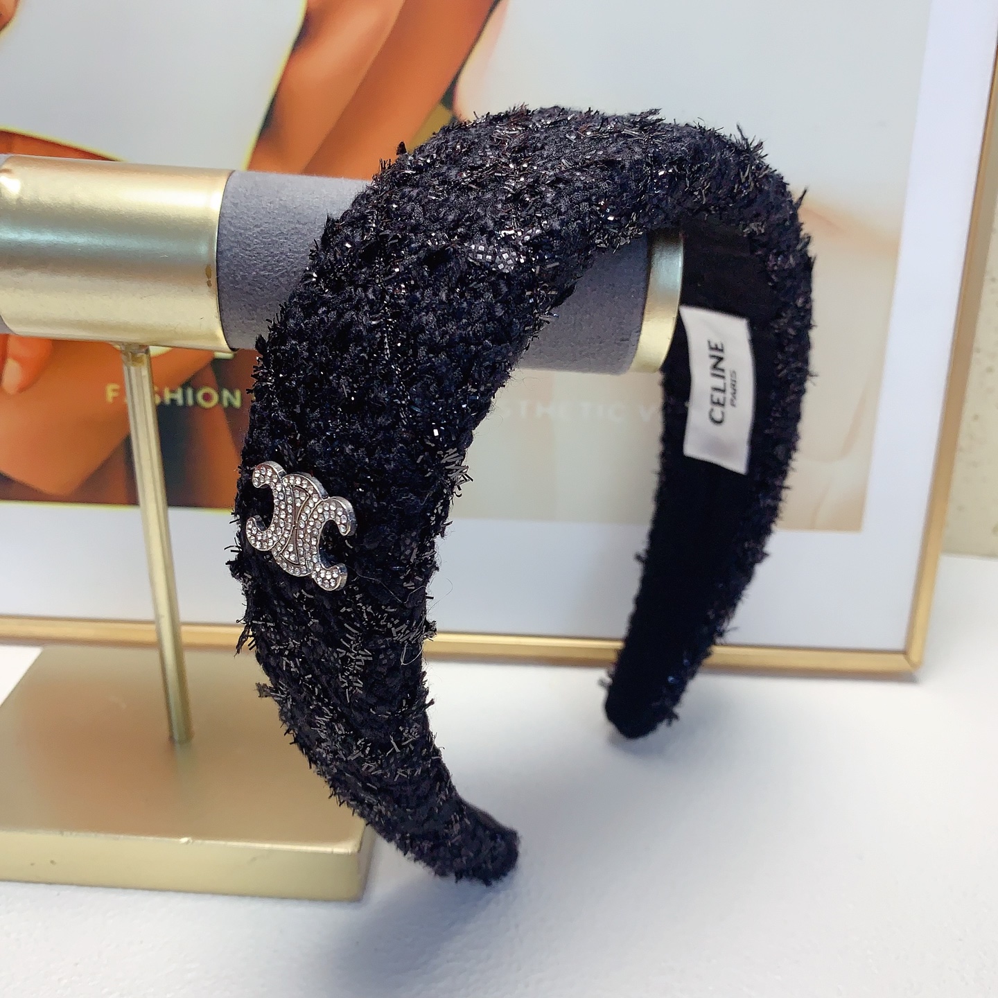 Celine 凯旋门 diadema con logotipo lleno de diamantes estilo lujoso diadema elegante y versátil imprescindible para hadas …