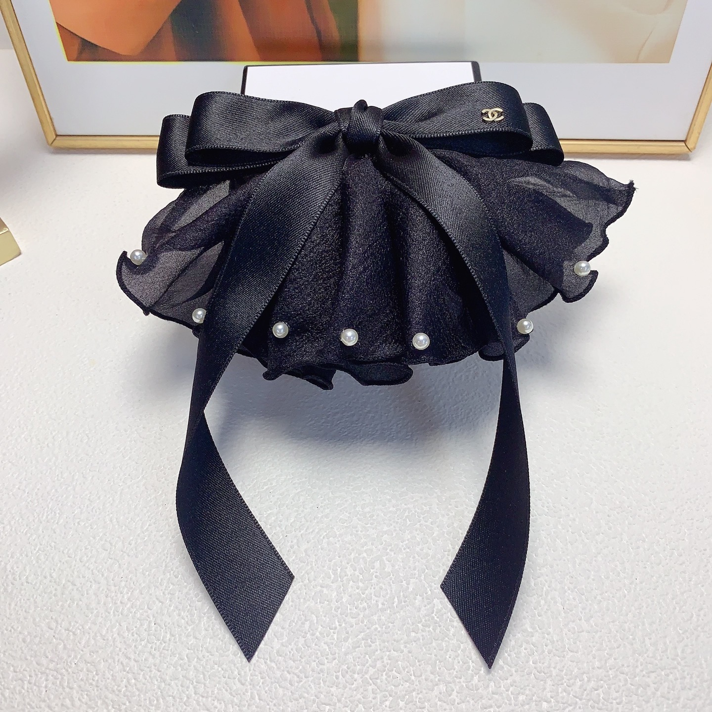 Chanel pequeño, pinza de Chanel, pinza de resorte con perlas de organza para vestido, elegante y versátil, imprescindib…