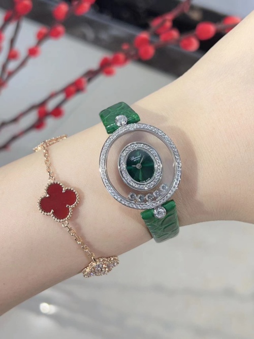 Chopard Happy Diamonds Series Green Dial Oval Watch with Diamond Accents