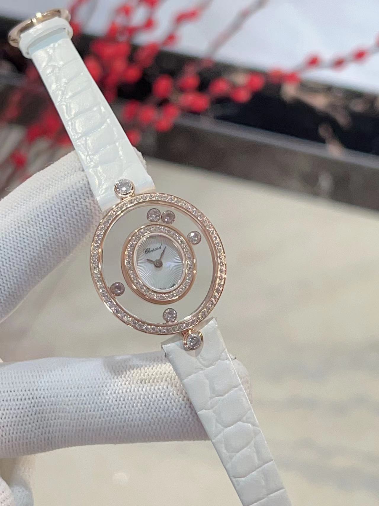 萧邦-Chopard新增最新绿表盘HAPPYDIAMONDS系列快乐钻椭圆形腕表蓝宝石玻璃镜面原厂瑞士石