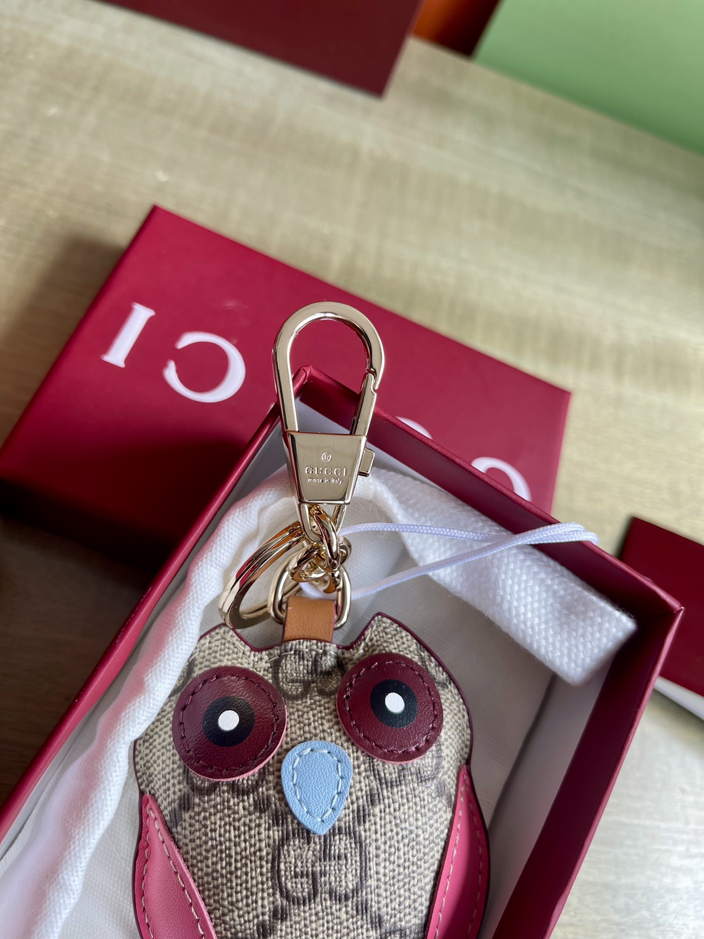 Gucci Beige/Dark Brown Coated Canvas Owl Bag Charm/Key Chain 821813 4 i1729401051 3945 1