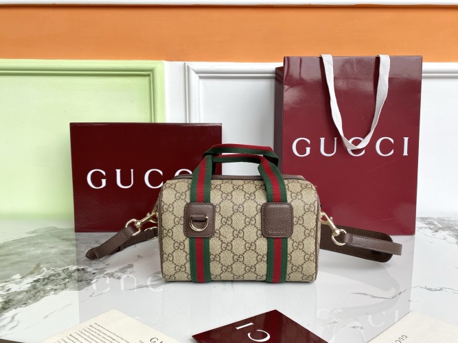 Gucci Mini Duffle Bag in GG Supreme Canvas with Web Stripe 1 Gucci Mini Duffle Bag in GG Supreme Canvas with Web Stripe