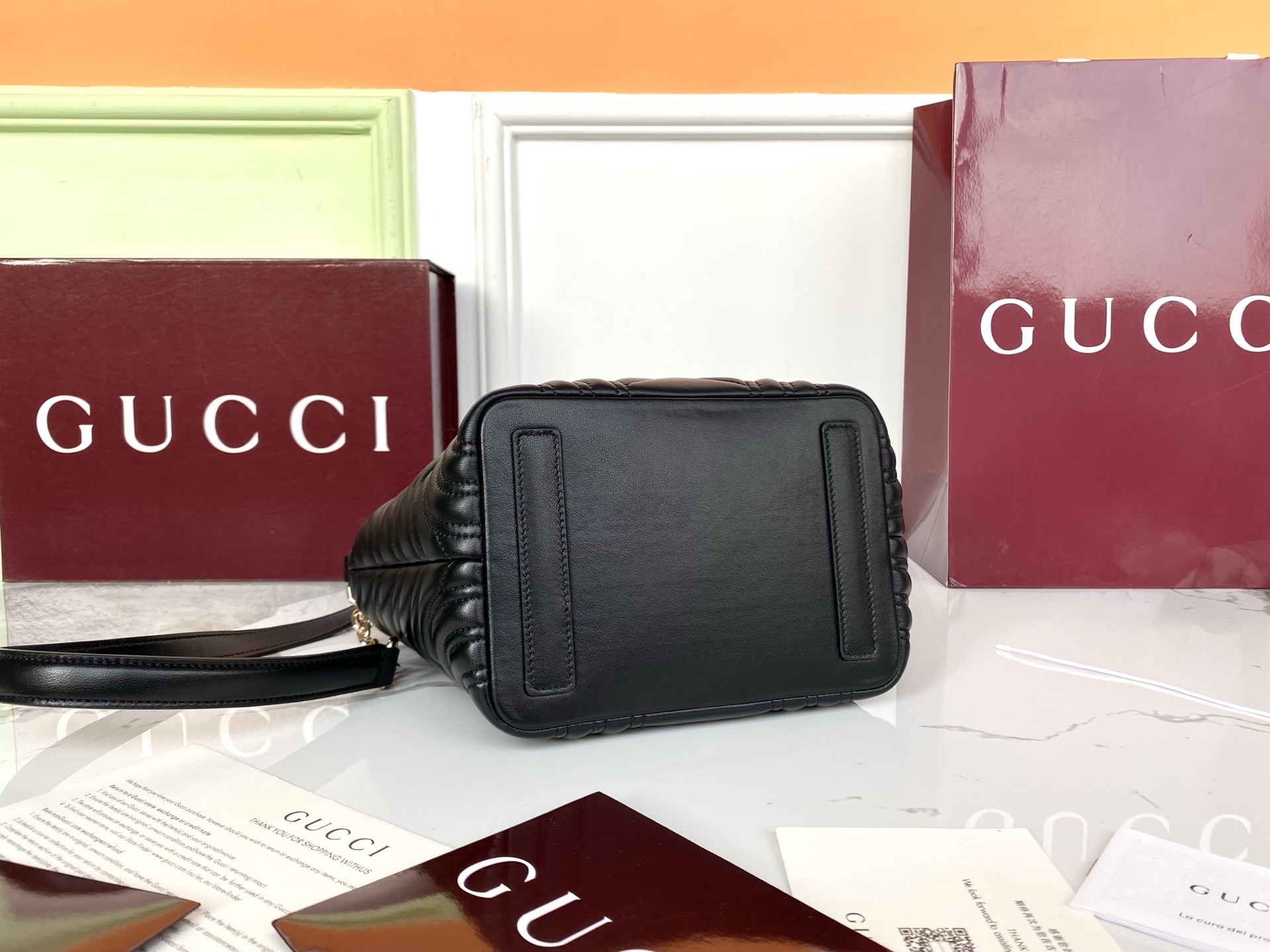 Gucci Marmont Mini Top Handle Bag - Black Chevron Leather Shoulder Bag 5 i1759912902576 8830 0 3