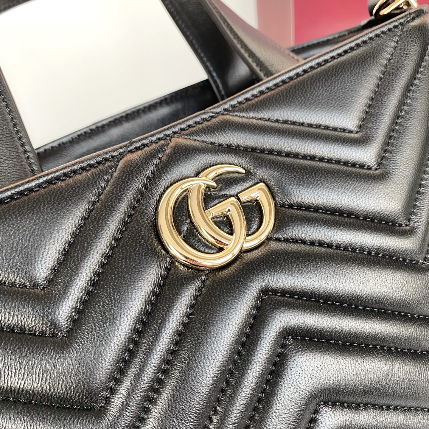 Gucci Marmont Mini Top Handle Bag - Black Chevron Leather Shoulder Bag 9 i1759912902604 7057 0 7