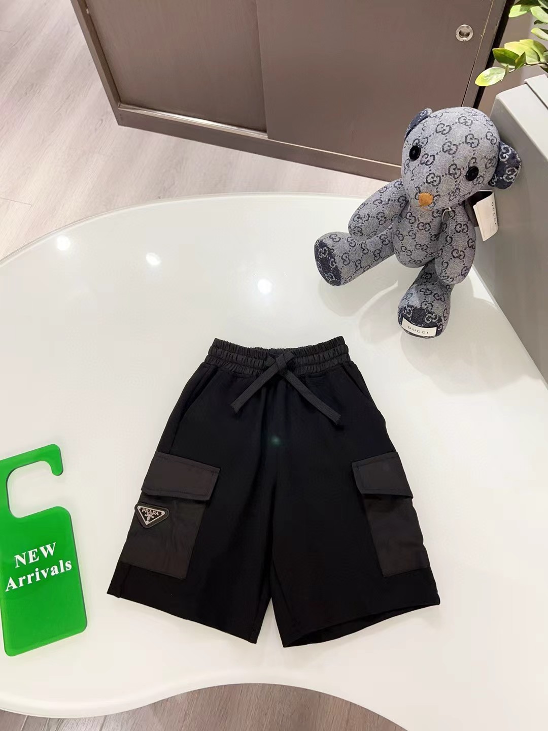 @118 réplica original de boutique, pantalones cortos personalizados, diseño de bolsillo lateral, logo de hardware perso…