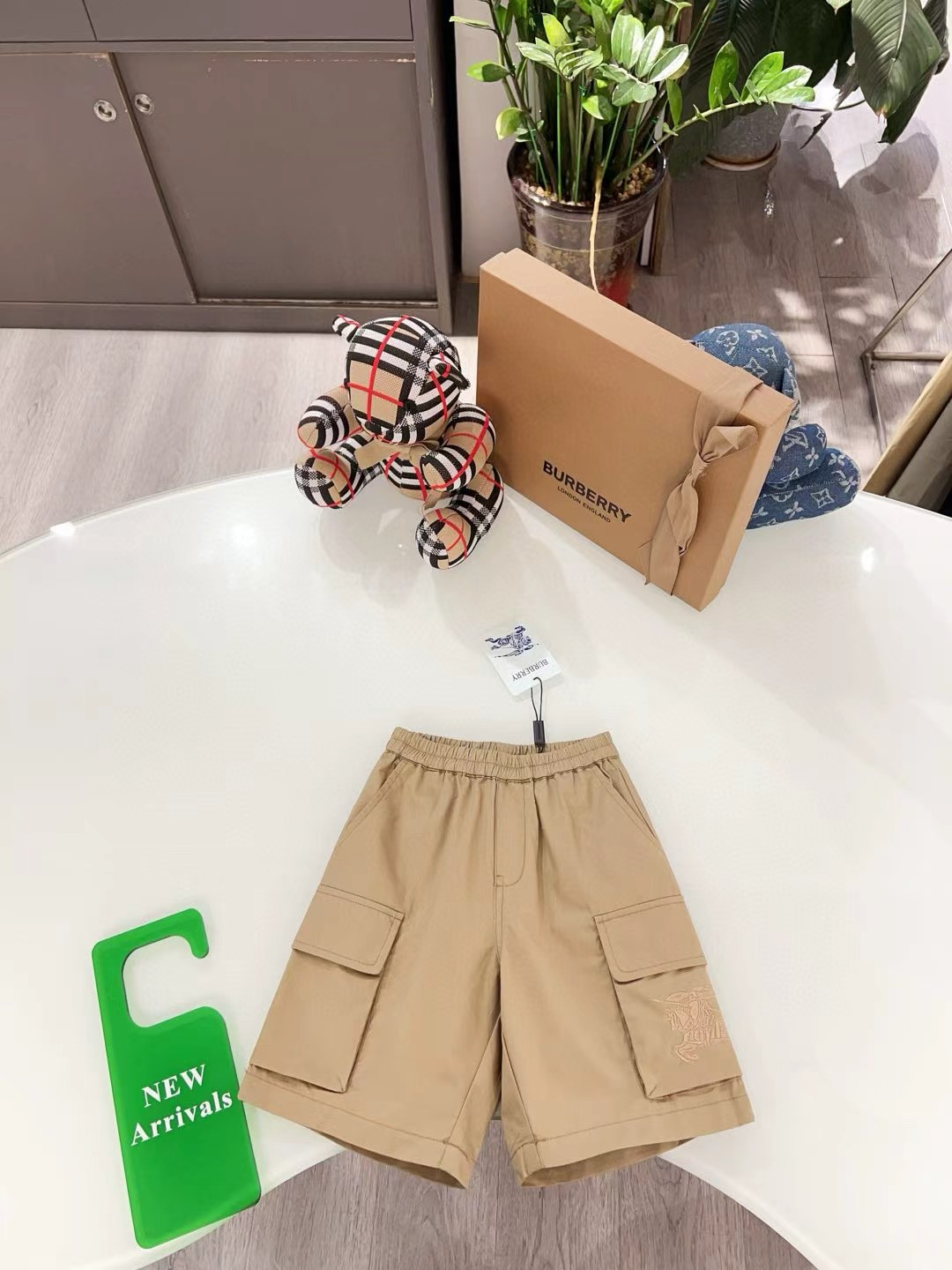 @126 boutique original custom cotton blend shorts, made of cotton blend fabric, embellished with same-color equestrian …