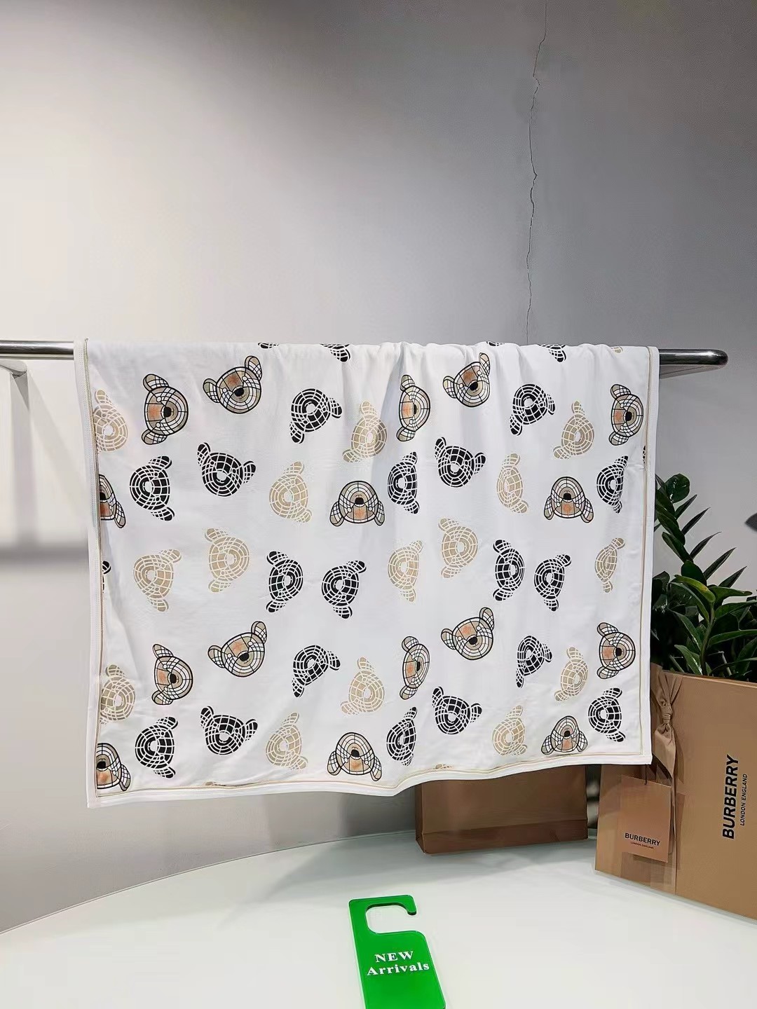 @146 boutique original custom Thomas teddy bear printed cotton baby blanket, made of selected plain woven cotton soft b…