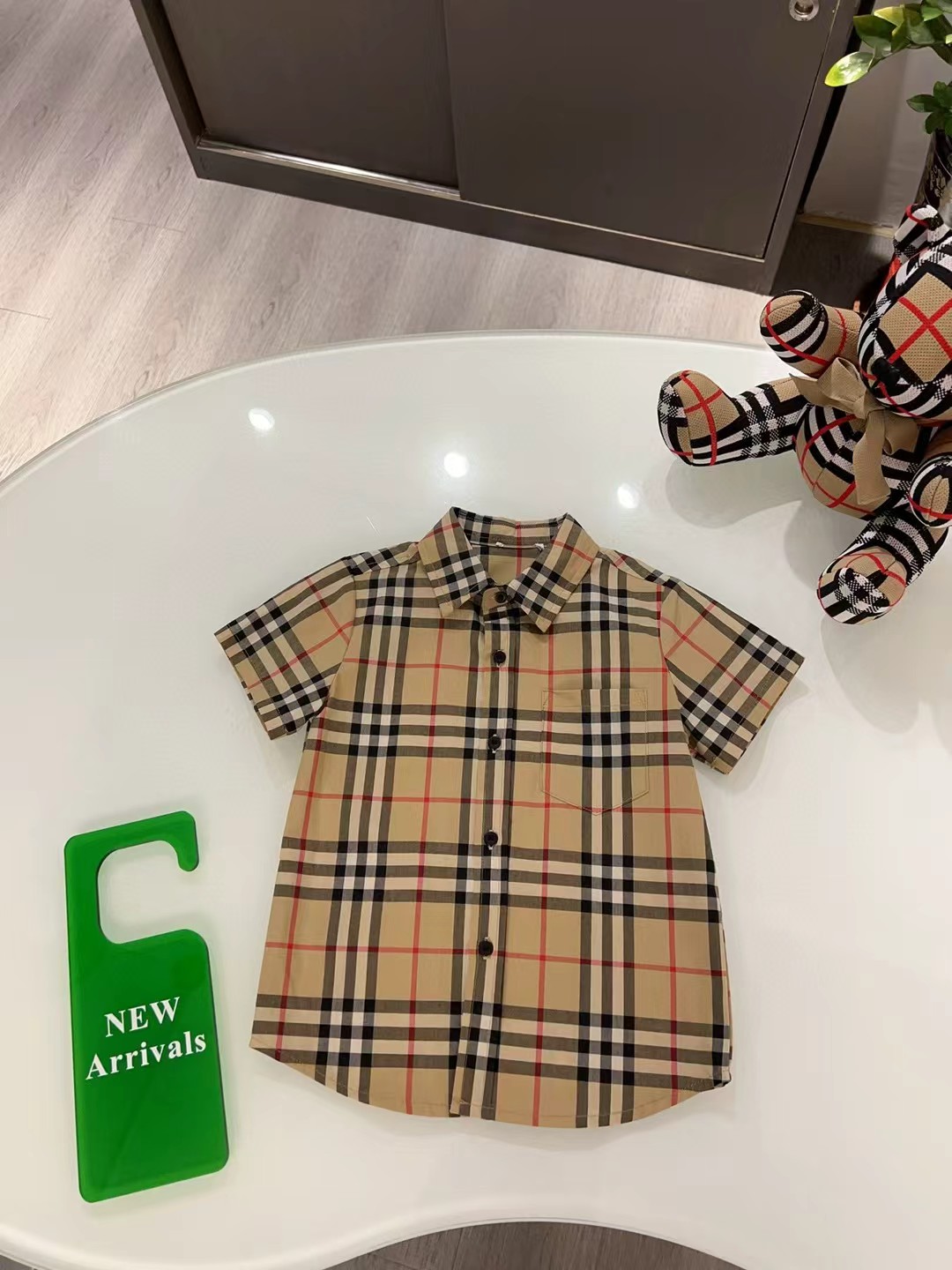 Camisa de manga corta a cuadros personalizada original de mostrador @116, con cuadros alineados, envío inmediato, talla…