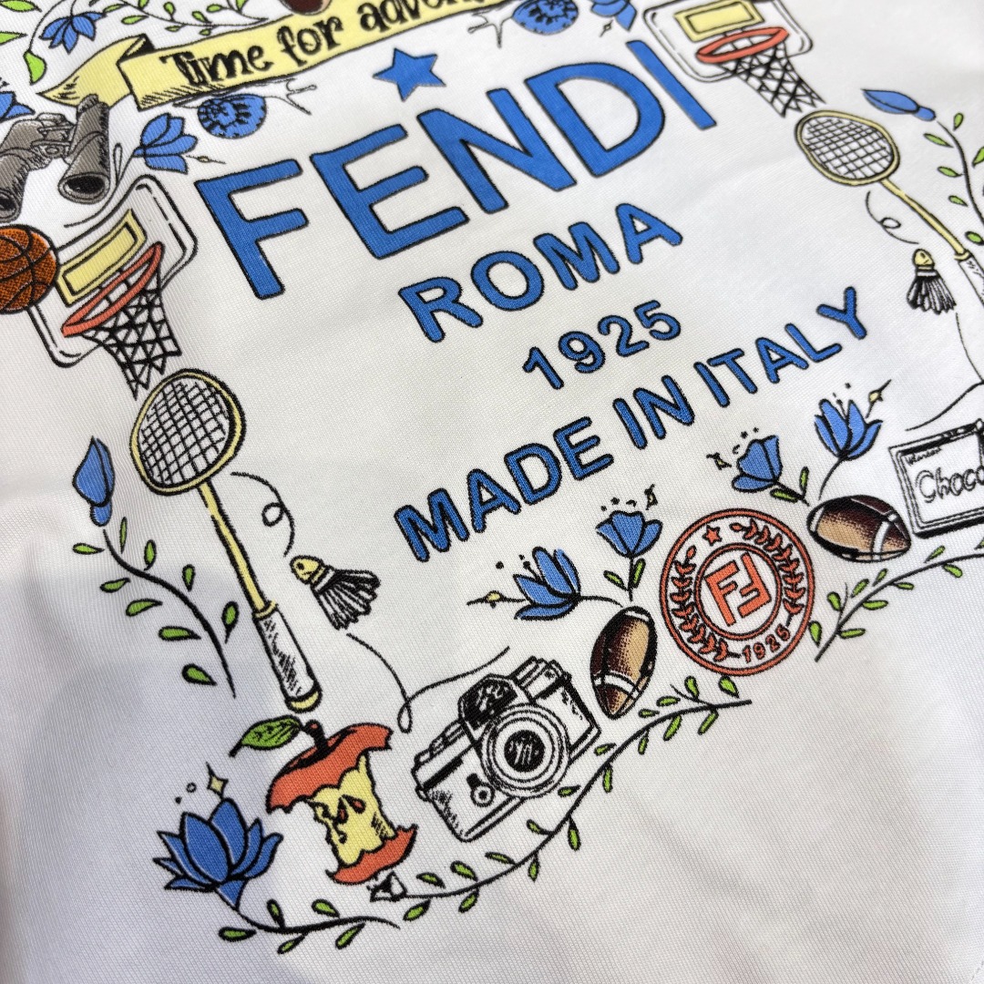 Fendi Kids White Cotton T-Shirt with Logo Graphic Print - Sizes 100-150 6 o 1iv5bmd551fjscb41698lbspqc1
