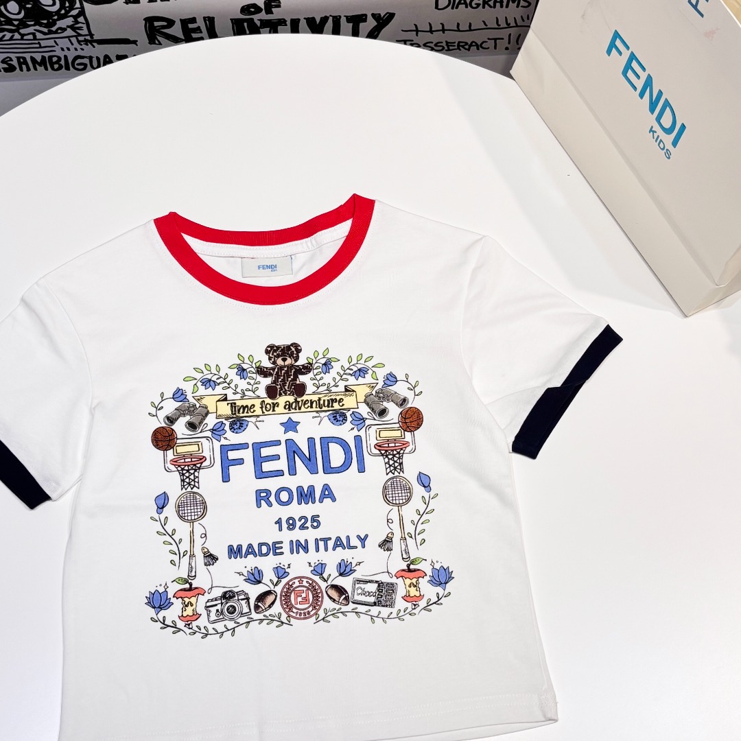 Fendi Kids White Cotton T-Shirt with Logo Graphic Print - Sizes 100-150 9 o 1iv5bmd5613dm1n1b18hs6o91dn34