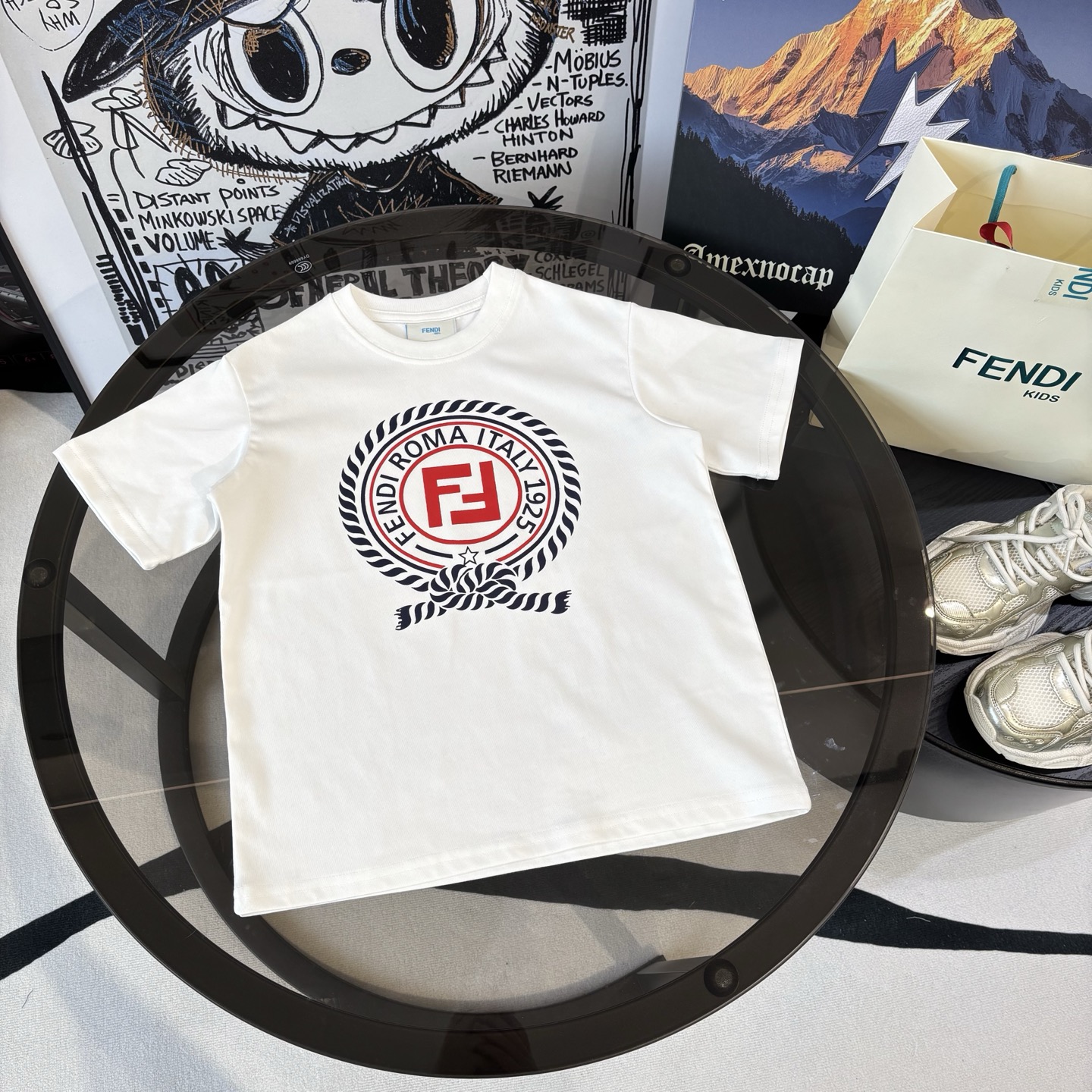 Conjunto de estilo vacacional de verano Fd 26, camiseta con logo clásico de cuerda, combinada con pantalones cortos de …