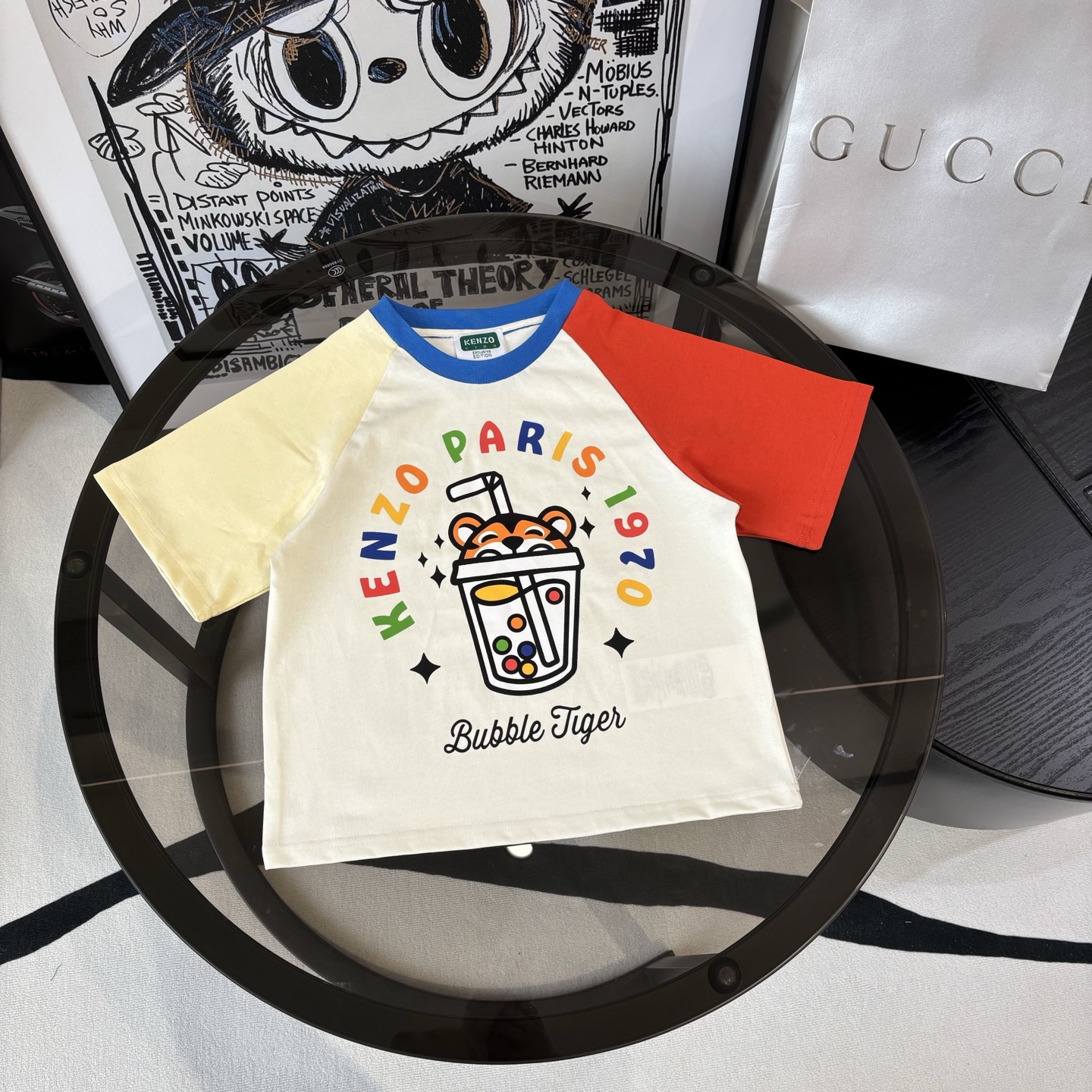 Camiseta con estampado de té con leche de tigre de burbujas Kezo 26, mangas raglán en contraste + lindo estampado de ti…