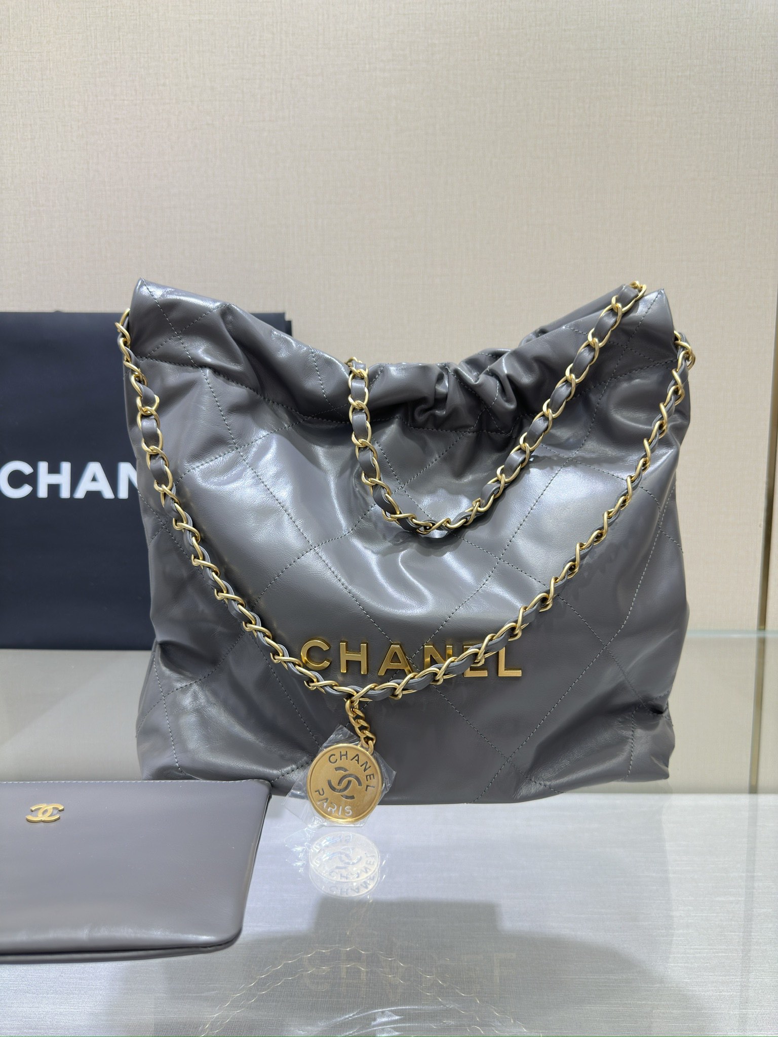 Chanel Borse Borsette Negozio di design all’ingrosso
 Grigio Openwork Pelle vitello bovina Vintage