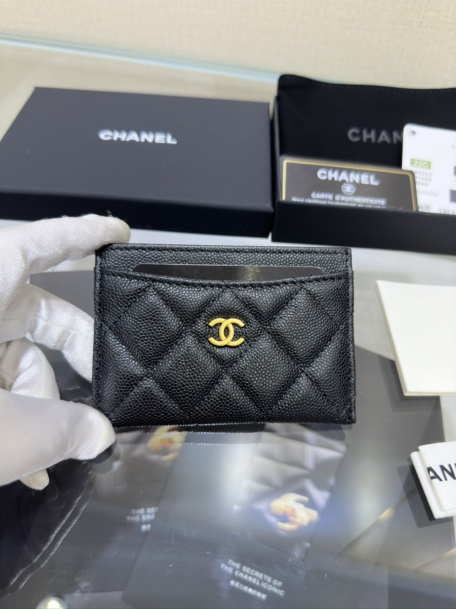 Chanel Monederos Billetera Patrón de litchi Cuero vaca