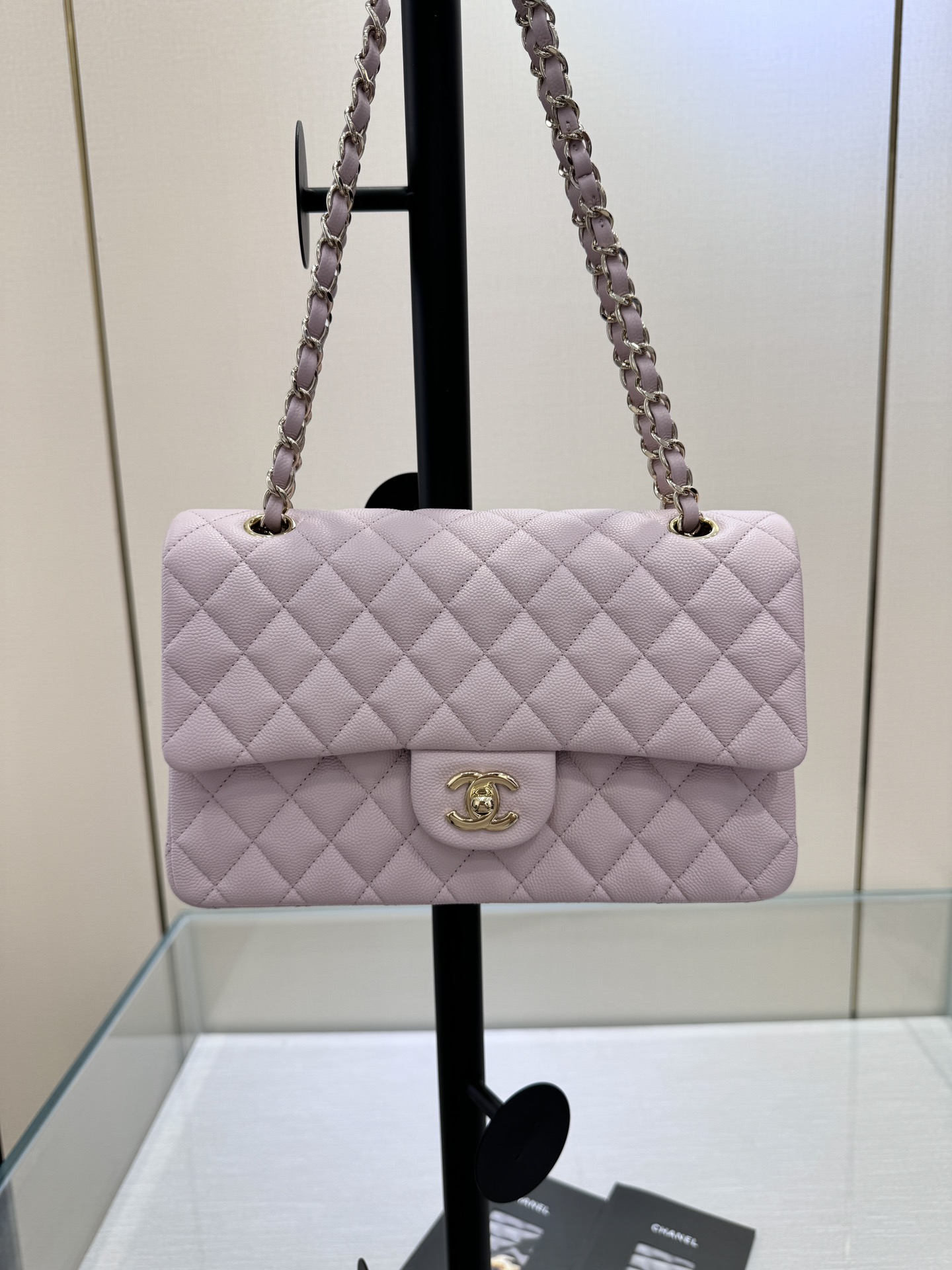 Versión mejorada con chip 𝗖𝗙 25𝗰𝗺, rosa, bola pequeña, hebilla dorada clara, piel de ternera con textura de bolas, …