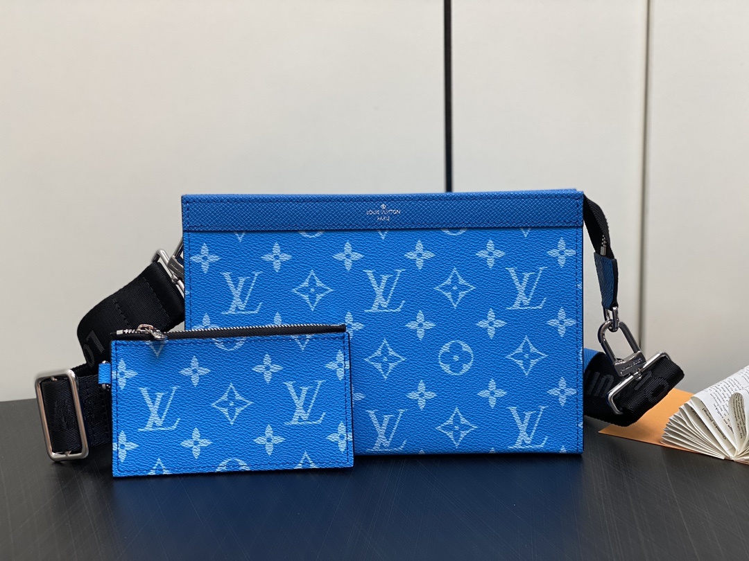 顶级原单M83099蓝色男包两件套系列三件套GastonWearableWallet手袋脱胎于Poche