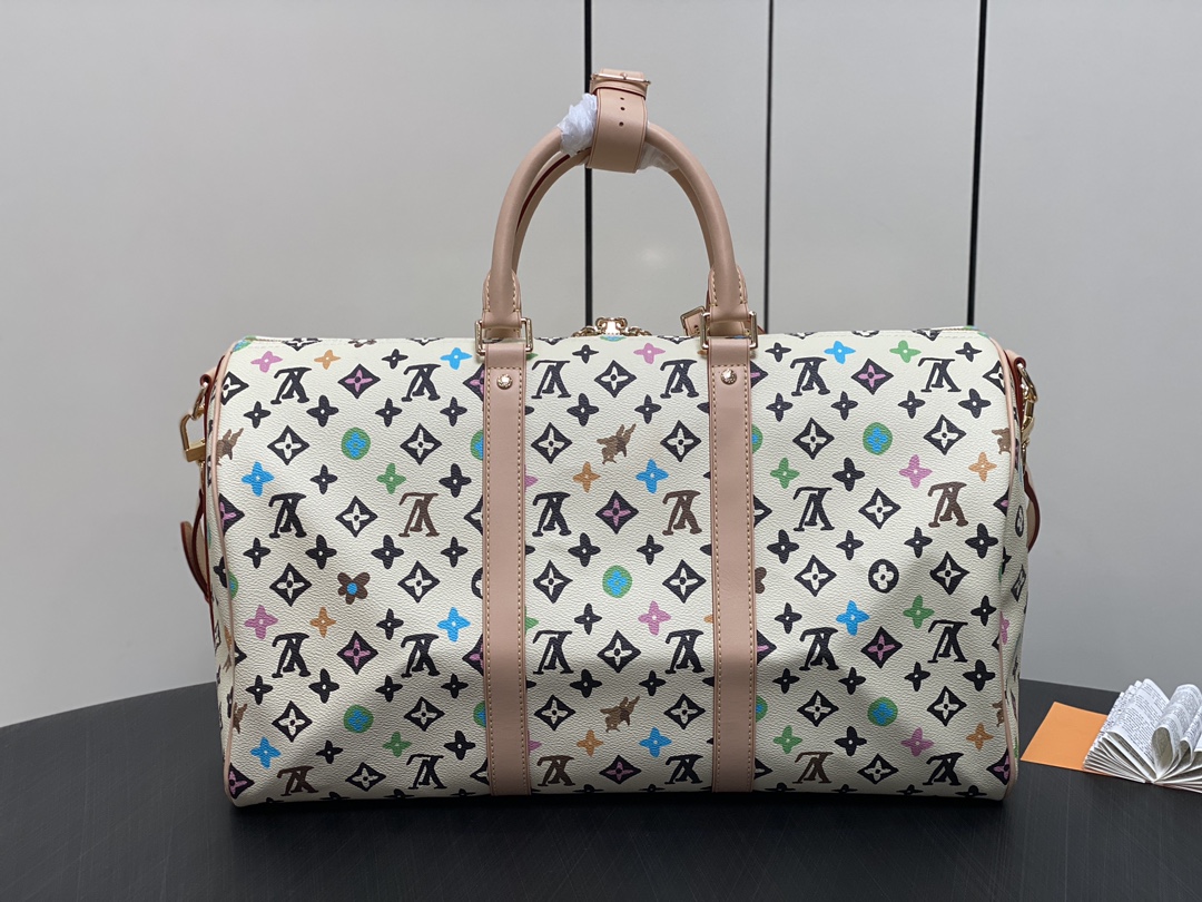 Louis Vuitton Top Purchasing Special Offer Officially on sale M25233 White Color Travel Bag Series Lv X YK Keepall 50 Travel Bag M24901 Brown Col