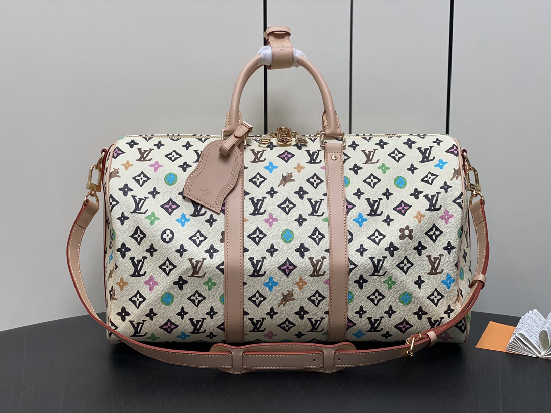 Louis Vuitton Top Purchasing Special Offer Officially on sale M25233 White Color Travel Bag Series Lv X YK Keepall 50 Travel Bag M24901 Brown Col