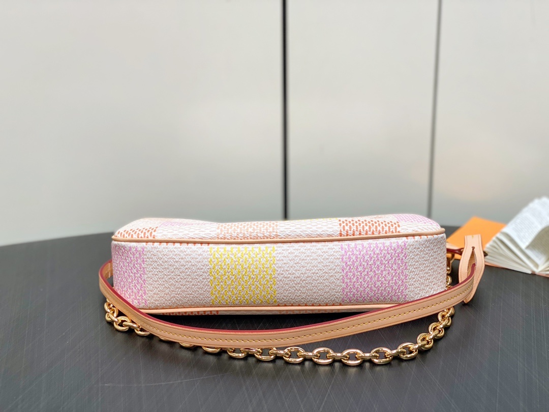 顶级原单N40642粉色格子麻将包系列POCHETTEACCESSOIRES手袋本款PochetteAc