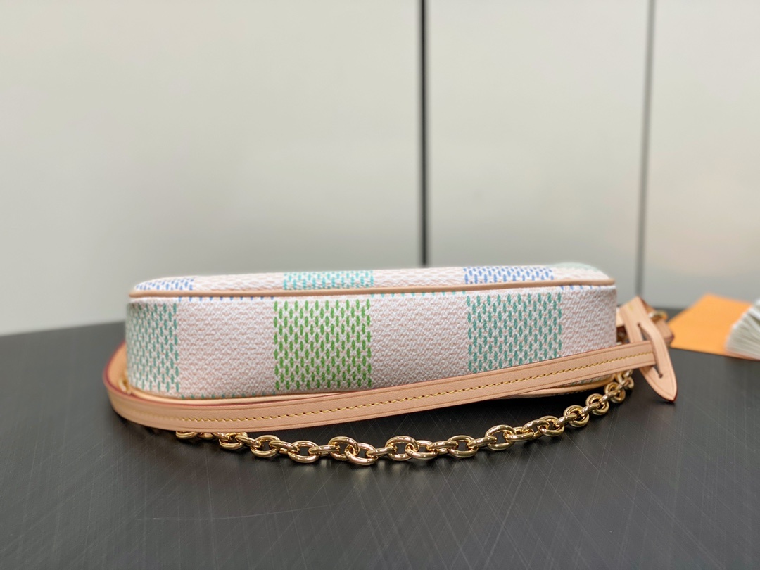 顶级原单N40642浅蓝格子麻将包系列POCHETTEACCESSOIRES手袋本款PochetteAc