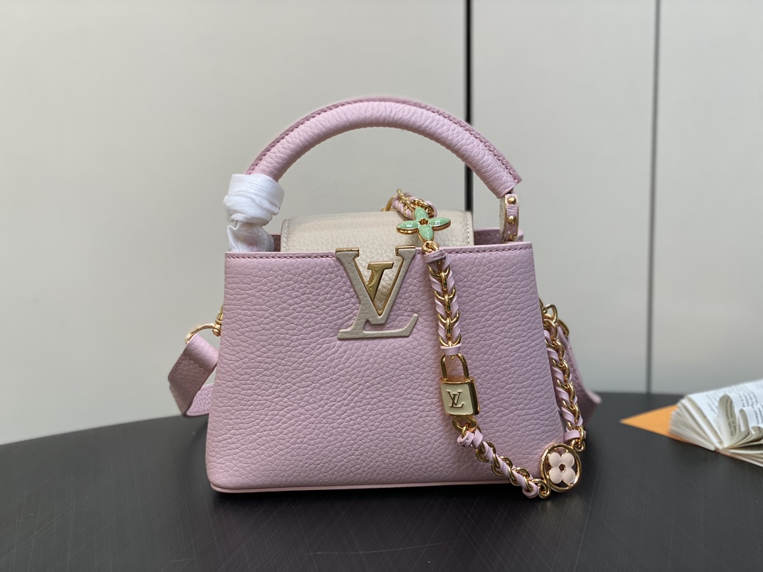 Louis Vuitton LV Capucines Moda
 Bolsos de mano Rosa Blanco Tejido Cadena M23950