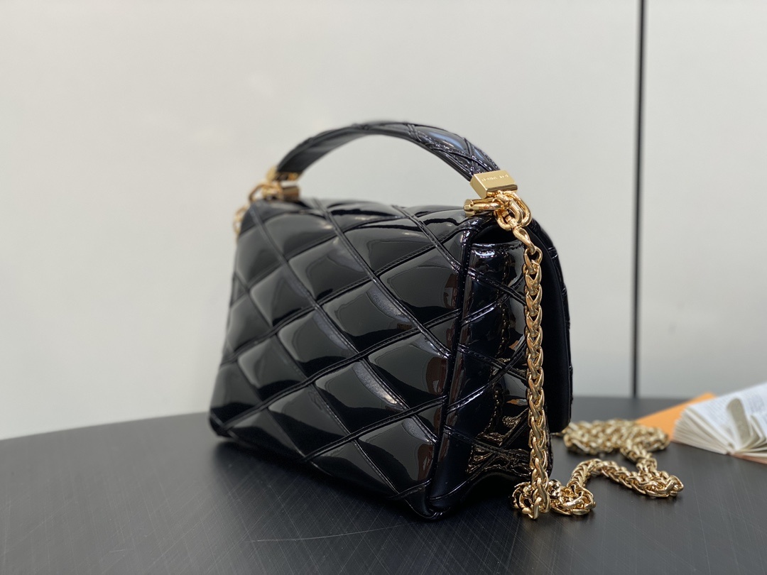 顶级原单M22891黑色漆皮全皮菱格链条包系列GO-14Teist中号手袋M23045M22890本款G