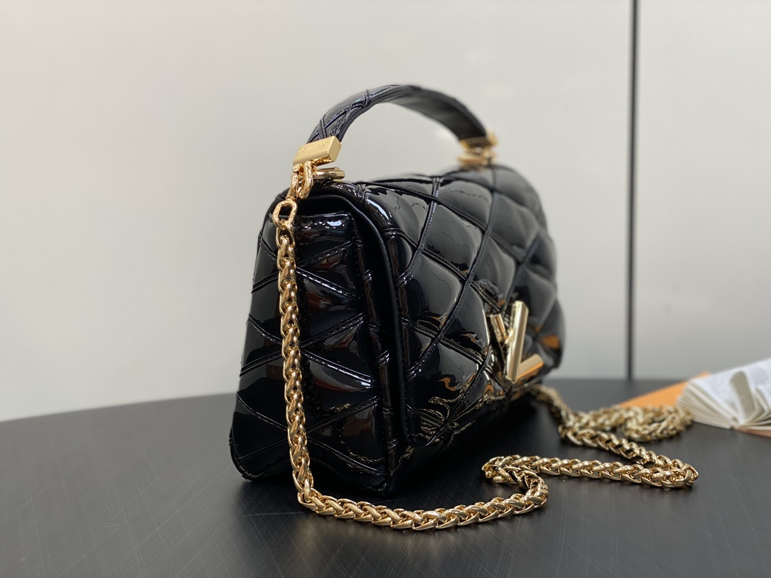 顶级原单M22891黑色漆皮全皮菱格链条包系列GO-14Teist中号手袋M23045M22890本款G
