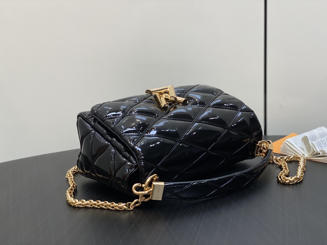 顶级原单M22891黑色漆皮全皮菱格链条包系列GO-14Teist中号手袋M23045M22890本款G