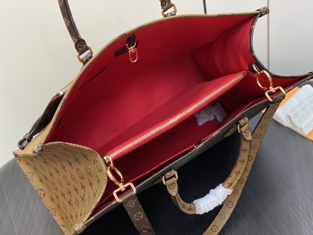 顶级原单M46823老花/黄花四方包系列OnTheGo手提包手袋M44576Voyage手提包一边是Gi