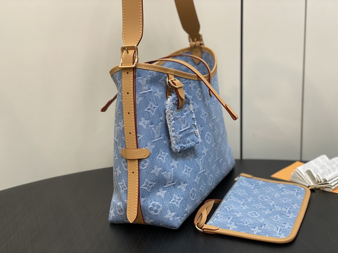 顶级原单M11462浅蓝色牛仔变码芯片版购物袋系列Carryall小号手袋本款CarryAll中号手袋融