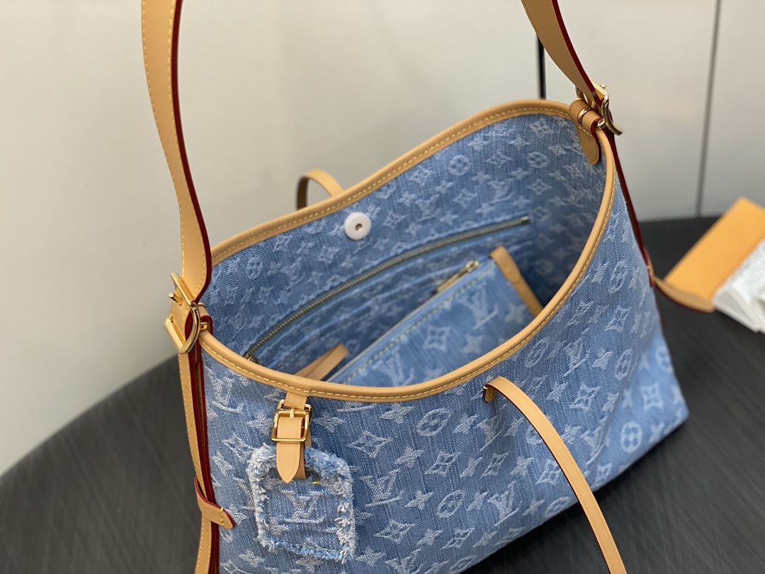 顶级原单M11462浅蓝色牛仔变码芯片版购物袋系列Carryall小号手袋本款CarryAll中号手袋融