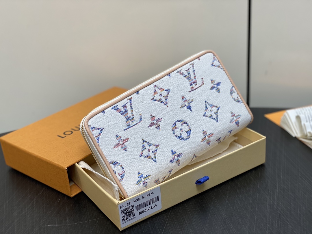 顶级原单M83456白色牛仔变码芯片版单拉链钱包系列ZippycoinPerth钱包航海系列本赛季与皮革