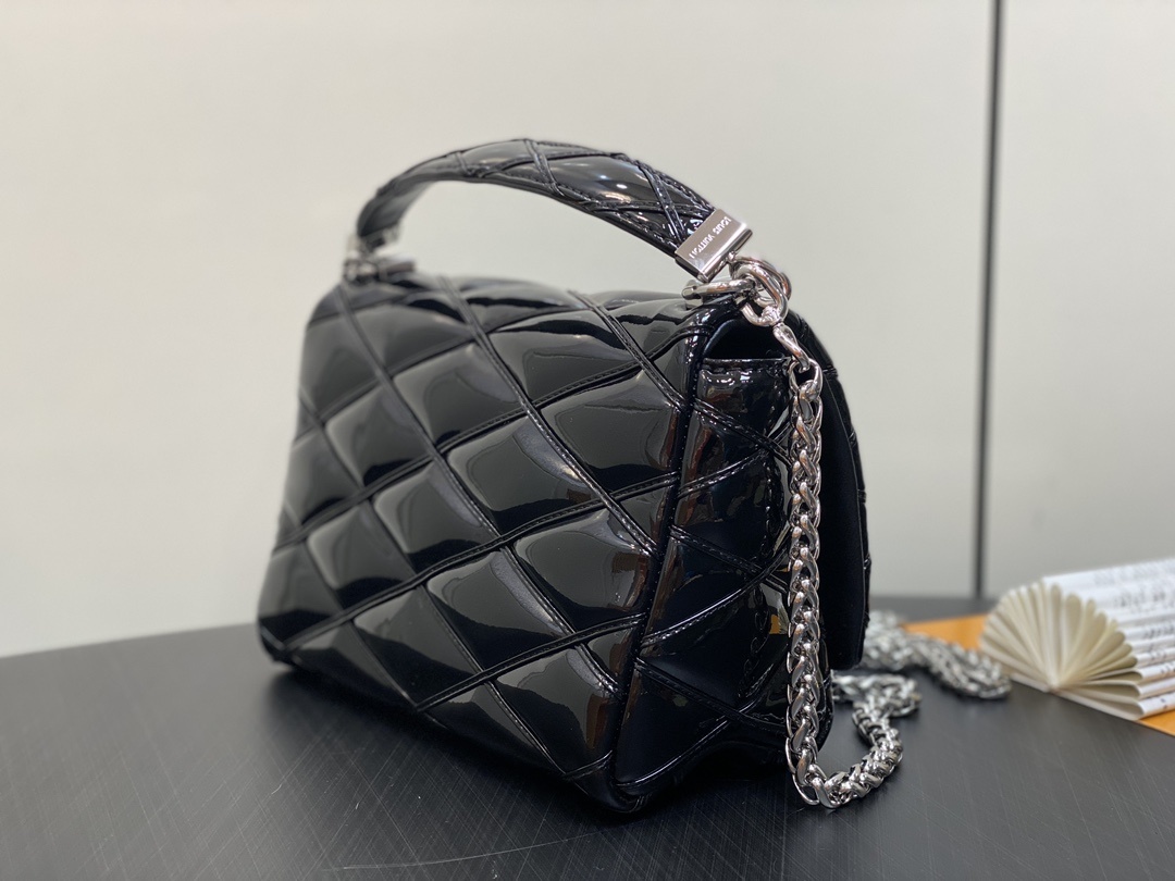 顶级原单M22891黑色漆皮全皮菱格链条包系列GO-14Teist中号手袋M23045M22890本款G