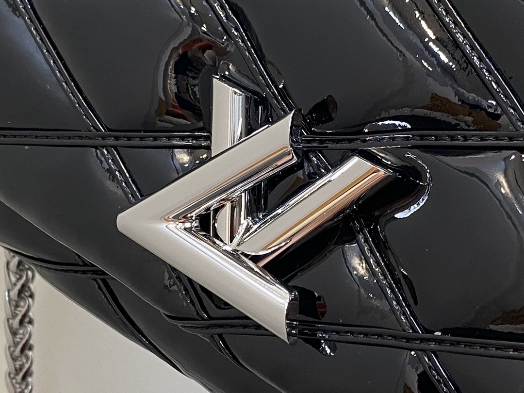 顶级原单M22891黑色漆皮全皮菱格链条包系列GO-14Teist中号手袋M23045M22890本款G