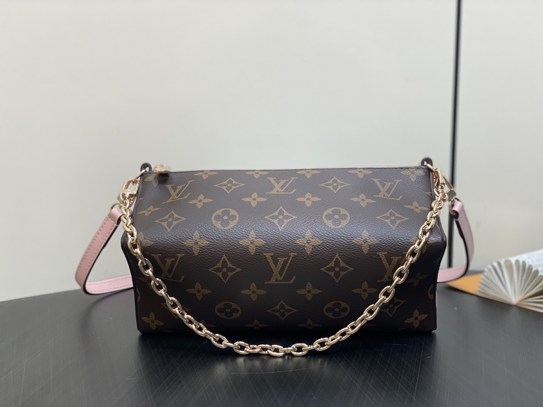 Louis Vuitton Bolsos de mano Bolsos de embrague Rosa Empalme Monogram Canvas Lona Pouch Cadena M11303