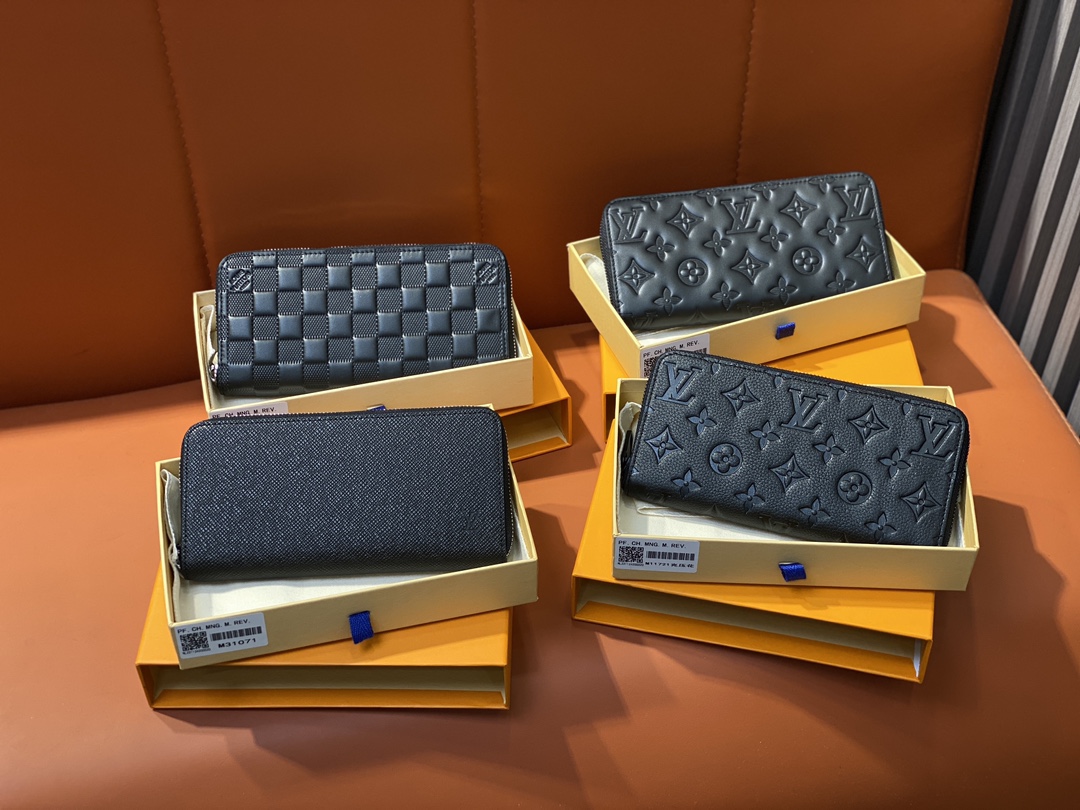 Louis Vuitton Zippy Portefeuille en Cuir Noir pour Homme