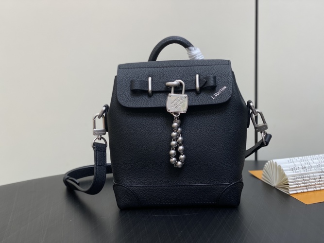 Louis Vuitton Black Leather Steamer 15 Bag, Mini Backpack with Lock Detail 1 Louis Vuitton Black Leather Steamer 15 Bag, Mini Backpack with Lock Detail